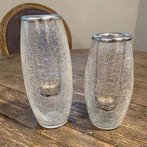 Tea Light Crackle Glass Candle Holders